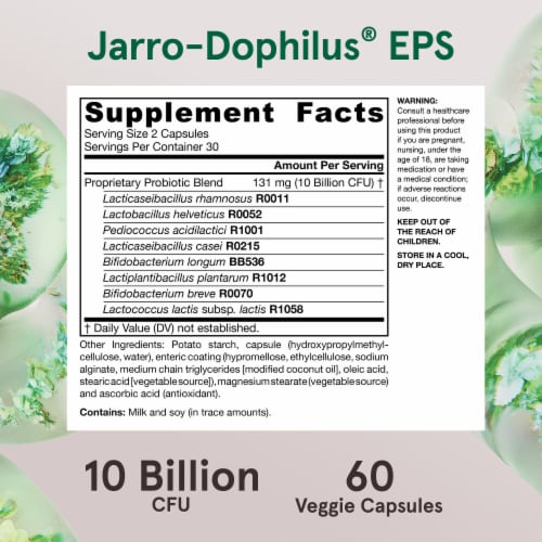 Jarrow Formulas® Jarro-Dophilus® EPS Daily Gut Balance Probiotic Capsules Perspective: bottom