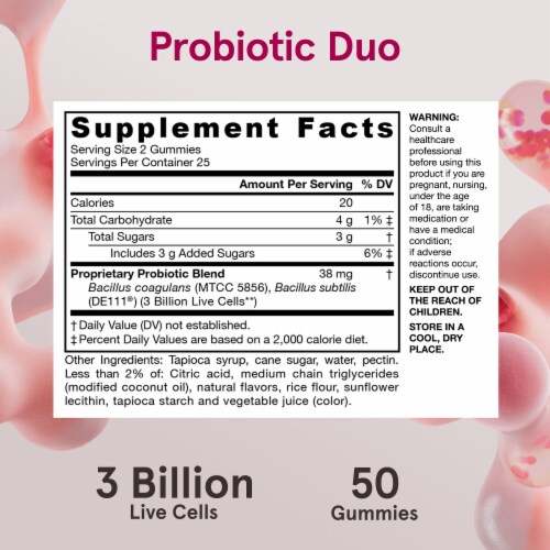 Jarrow Formulas® Probiotic Duo Daily Gut Balance Raspberry Probiotic Gummies Perspective: bottom