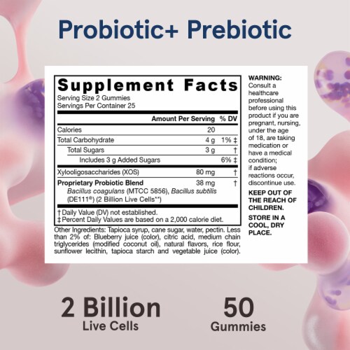 Jarrow Formulas® Probiotic+ Prebiotic Blackberry Flavored Gummies Perspective: bottom