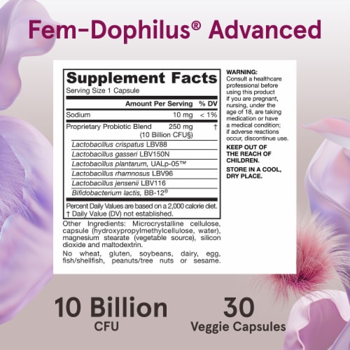 Jarrow Formulas® Fem Dophilus® Advanced Probiotic Capsules Perspective: bottom