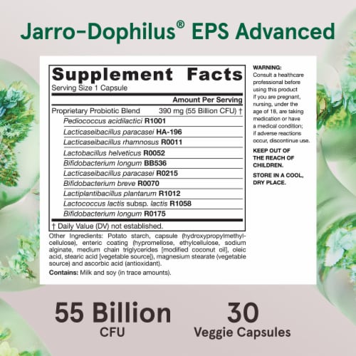 Jarrow Formulas® Jarro-Dophilus® EPS Advanced Probiotic Capsules 55 Billion CFU Perspective: bottom