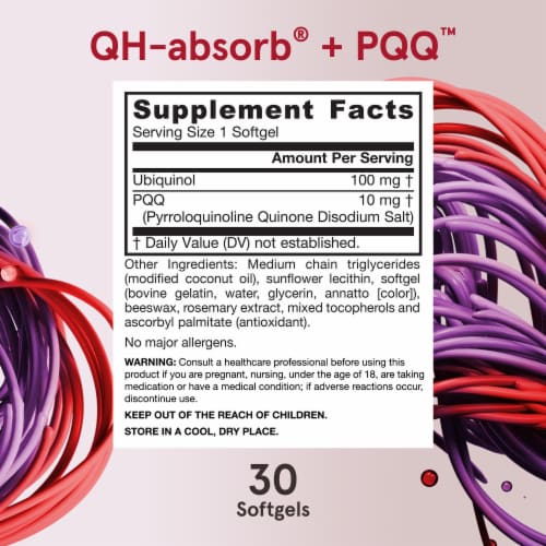 Jarrow Formulas® QH-Absorb® + PQQ™ Vitality Cellular Renewal Softgels Perspective: bottom