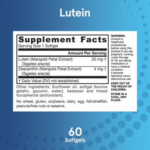 Jarrow Formulas® Lutein Visual Function Eye Health Softgels 20mg Perspective: bottom