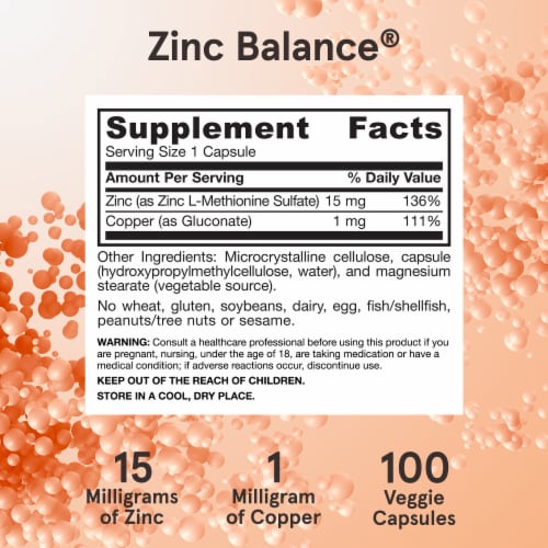 Jarrow Formulas® Zinc Balance® Capsules 15 mg Perspective: bottom