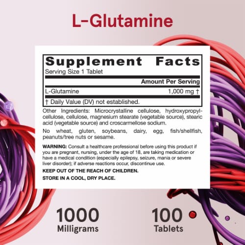 Jarrow Formulas® LGlutamine for Muscle Tissue Tablets Perspective: bottom