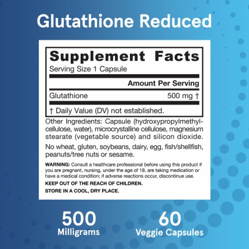 Jarrow Formulas® Glutathione Reduced Intracellular Antioxidant Capsules 500 mg Perspective: bottom