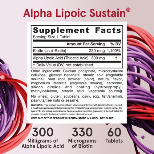 Jarrow Formulas® Alpha Lipoic Sustain® with Biotin Tablets 300 mg Perspective: bottom