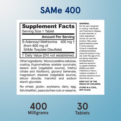 Jarrow Formulas® Sam-E Tablets 400mg Perspective: bottom