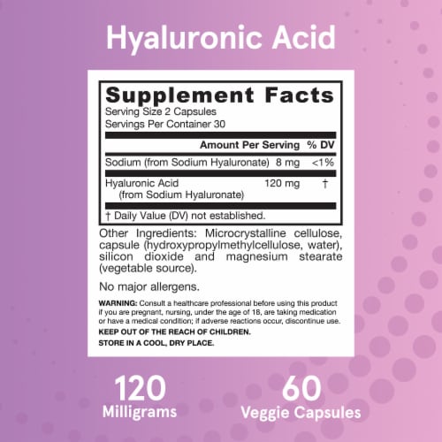 Jarrow Formulas® Naturally Derived Hyaluronic Acid Capsules 120 mg Perspective: bottom