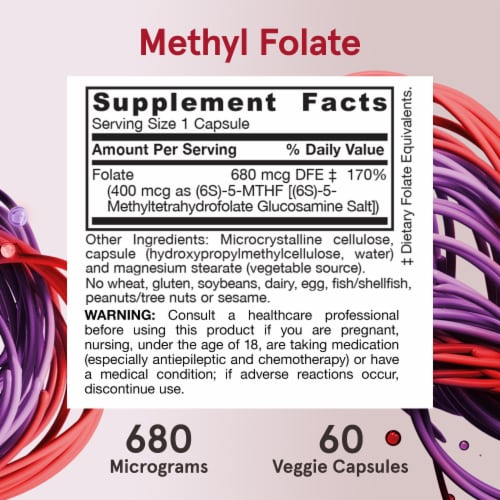 Jarrow Formulas® Extra Strength Methyl Folate Capsules Perspective: bottom