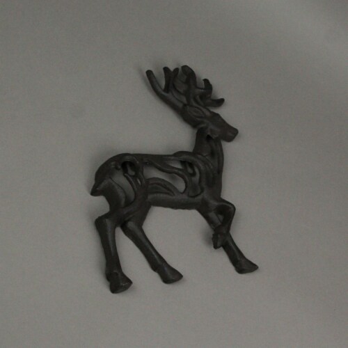 Rustic Brown Cast Iron Open Work Deer Wall Hanging 11.5 Inches High Buck Stag 