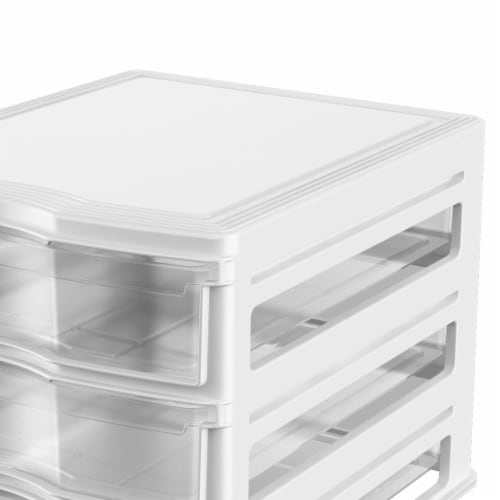 Sterilite Clear Plastic Stackable Small 3 Drawer Storage System, White, (6  Pack), 1 Piece - Kroger