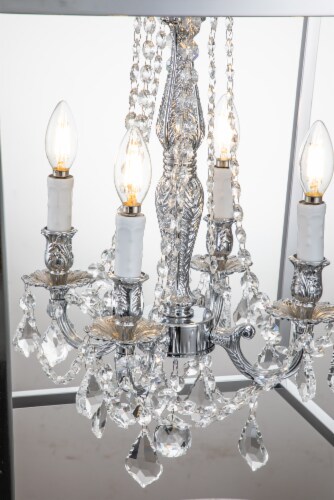 Alena 4-Light Chrome Farmhouse Crystal Foyer Lantern Chandelier Perspective: bottom