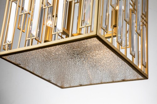 Cynthia 4-Light Gold Square Modern Glam Crystal Lantern Chandelier Perspective: bottom