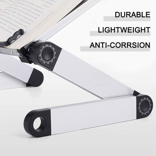 RAINBEAN Aluminum Adjustable and Foldable Portable Desk Book Holder in Black Perspective: bottom