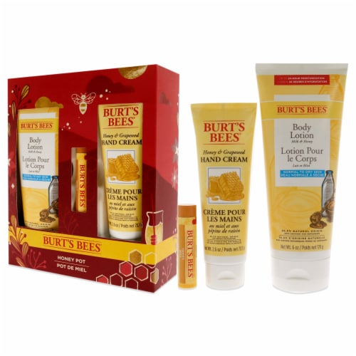 Burt's Bees Honey Pot Lip Balm Body Lotion and Hand Cream Holiday Gift Set Perspective: bottom