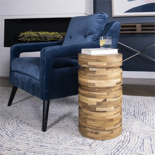Uttermost Boone Coastal Acacia Wood Drink Table in Natural Finish Perspective: bottom