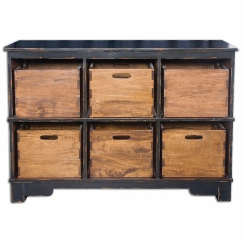 Uttermost Ardusin Transitional Wood Hobby Cupboard in Black Finish Perspective: bottom