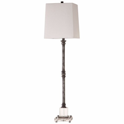 Uttermost Teala Crystal and Metal Buffet Table Lamp in Aged Black and White Perspective: bottom