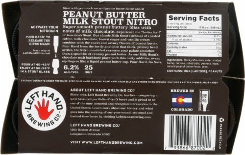 Left Hand Peanut Butter Nitro Milk Stout Beer Perspective: bottom