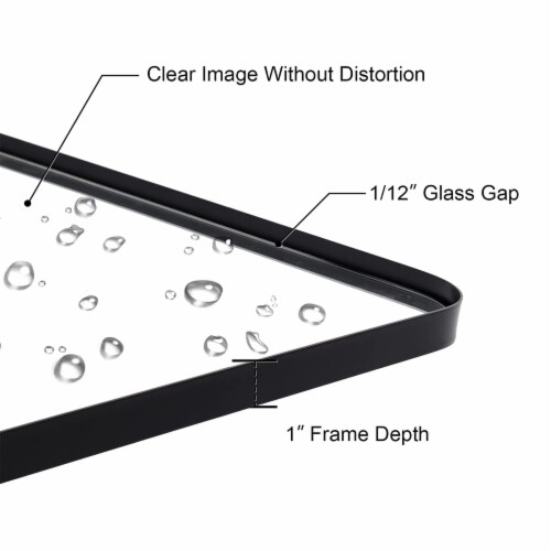 ANDY STAR Modern 22 x 30 Inch Rectangular Hanging Bathroom Mirror, Matte Black Perspective: bottom