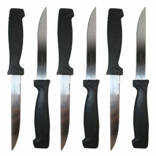 6 Piece Steak Knives Knife Set Kitchen Utensil Home Slice Cutlery Serrated Black Perspective: bottom