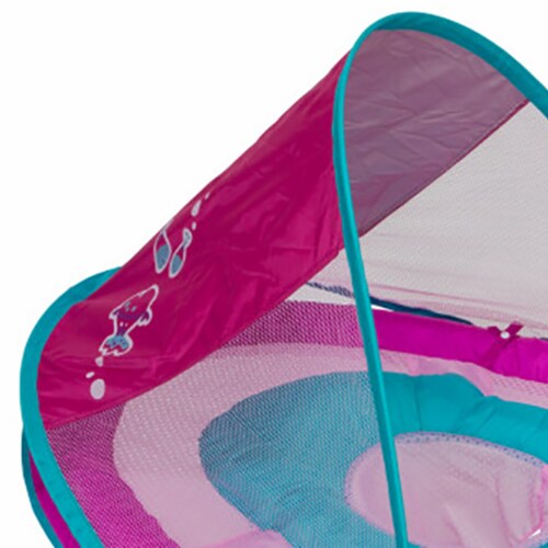 SwimWays Baby Spring Inflatable Round Pool Float w/ Protective Canopy, Pink Fish Perspective: bottom