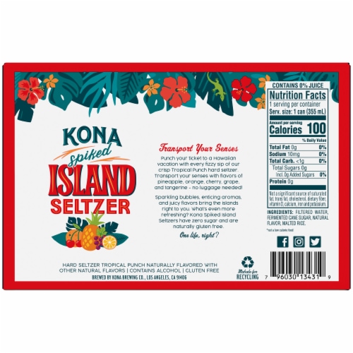 Kona Tropical Fruit Punch Spiked Seltzer Perspective: bottom
