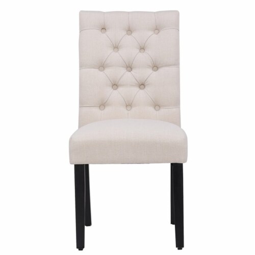 Costaelm Jameson Fabric Tufted Dining Side Chair in Beige Perspective: bottom
