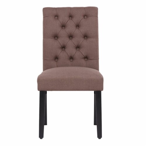 Costaelm Jameson Fabric Tufted Dining Side Chair 2 Pc Set in Brown Perspective: bottom