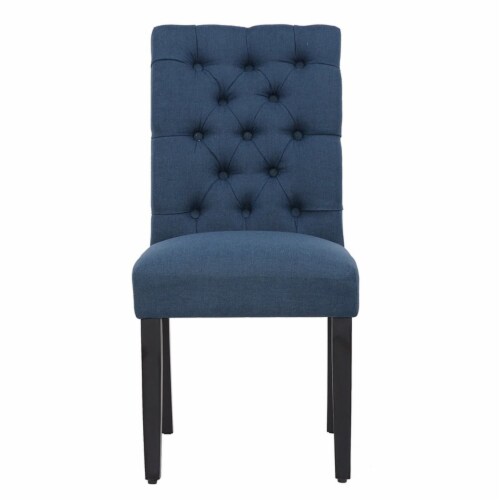 Costaelm Jameson Fabric Tufted Dining Side Chair 2 Pc Set in Blue Perspective: bottom