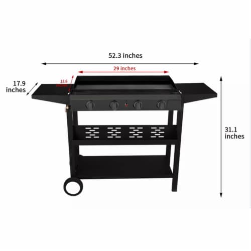 Cooking Stove With 4 Burner Gas Cooker Outdoor Grill Garden Flat Top Grills