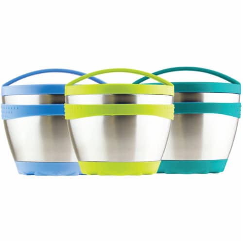 Kid Basix Safe Bowl,Reusable Stainless Steel Thermos Container 4 Food Storage,Teal,16 Oz Bowl Perspective: bottom
