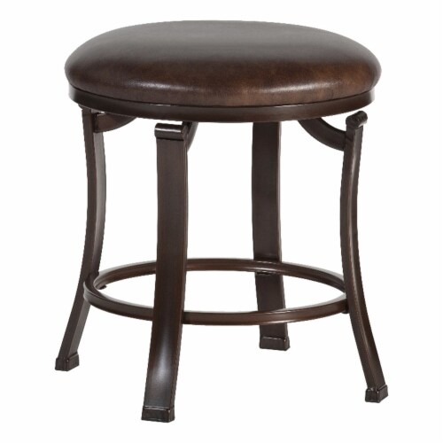 Hillsdale Hastings Faux Leather Backless Vanity Stool in Antique Bronze/Brown Perspective: bottom