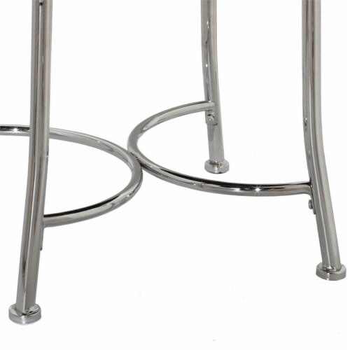 Hillsdale Venice Diamond Band Fabric Upholstered Backless Vanity Stool in Chrome Perspective: bottom