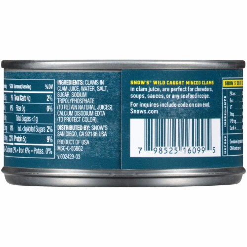 Snow's® MSC Bumble Bee® Minced Clams Perspective: bottom