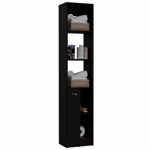 TUHOME Black Modern Engineered Wood Malaga 63  One-Door Linen Cabinet Perspective: bottom