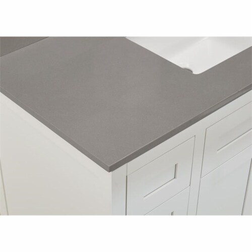 49 in. Composite Stone Vanity Top in Concrete Gray with White Basin Perspective: bottom