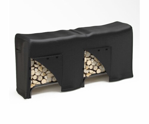 Gibson Living 8 Foot Black Water Resistant Firewood Log Rack Cover Gibson Living 8 Foot Black Water Resistant Firewood Log Rack Cover