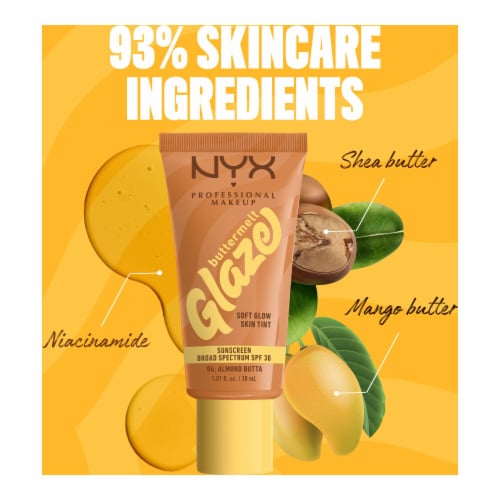 NYX Professional Makeup Buttermelt Glaze Soft Glow Skin Tint with SPF 30 04 Almond Butta Perspective: bottom