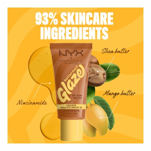 NYX Professional Makeup Buttermelt Glaze Soft Glow Skin Tint with SPF 30 06 Praline Butta Perspective: bottom