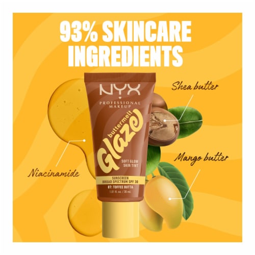 NYX Professional Makeup Buttermelt Glaze Soft Glow Skin Tint with SPF 30 07 Toffee Butta Perspective: bottom