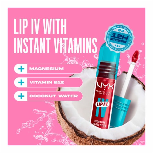NYX Professional Makeup Lip IV Lip Gloss Stain Hydrating 11 Red-y Set Wet Perspective: bottom