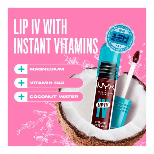 NYX Professional Makeup Lip IV Lip Gloss Stain Hydrating 15 Water Bout Wine Perspective: bottom