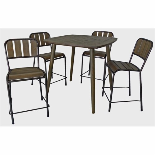 Cole Reclaimed Solid Wood Counter Chair in Brown with Black Metal Frame Perspective: bottom