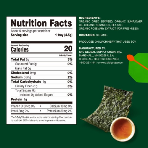 Bibigo Sesame Flavor Seaweed Snacks Perspective: bottom