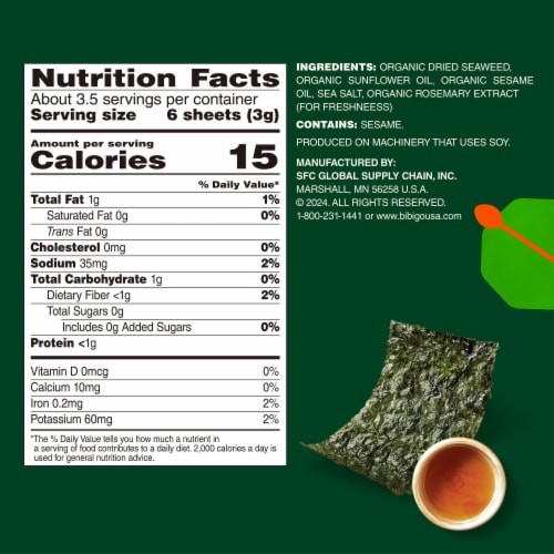 Bibigo Sesame Flavor Seaweed Snacks Perspective: bottom