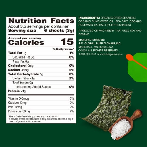 Bibigo Sea Salt Seaweed Snack Perspective: bottom
