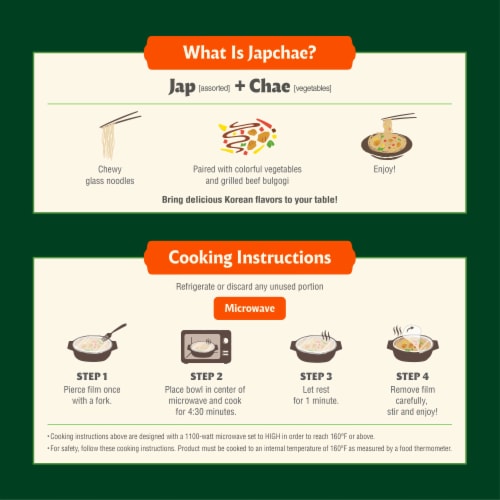 Bibigo Chicken & Vegetable Japchae Noodles Perspective: bottom