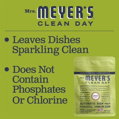 Mrs. Meyer's Clean Day Lemon Verbena Dishwasher Pods Automatic Dish Pacs Perspective: bottom